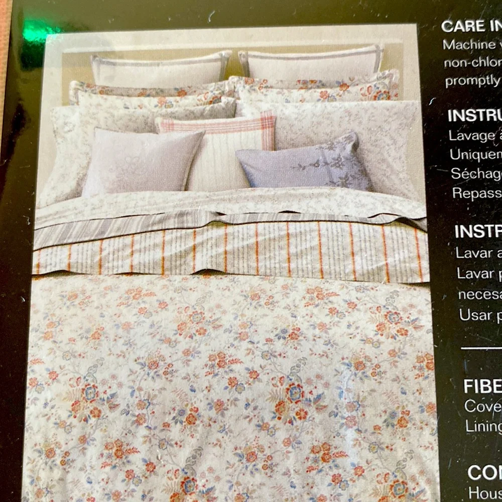 Ralph Lauren Carolyne European Sham white & gray.